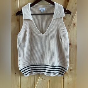 Evereve sweater vest, black/cream, XL